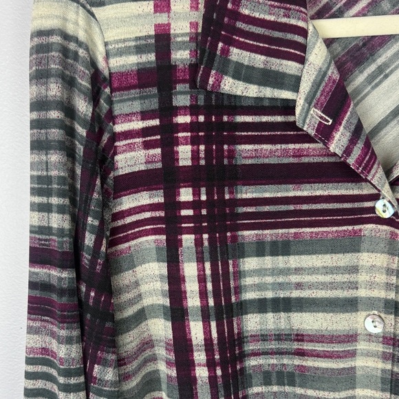 Joseph Ribkoff Casual Plaid Multicoloured Striped Roll Up Sleeve Blouse Size 10 - Picture 8 of 14